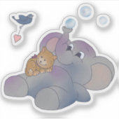 Elefant und Kätzchen Aufkleber シール (正面)