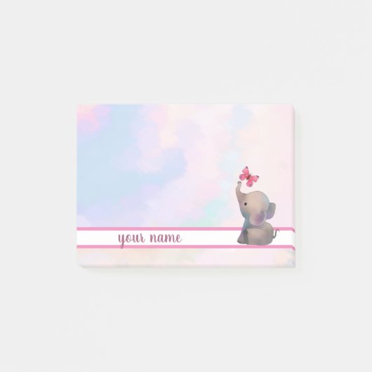 Elefant und Schmetterling Post-it Klebezettel ポストイット (正面)