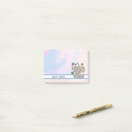 Elefant und Seifenblasen Klebezettel ポストイット (デスク上)