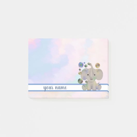 Elefant und Seifenblasen Post-it Klebezettel ポストイット (正面)