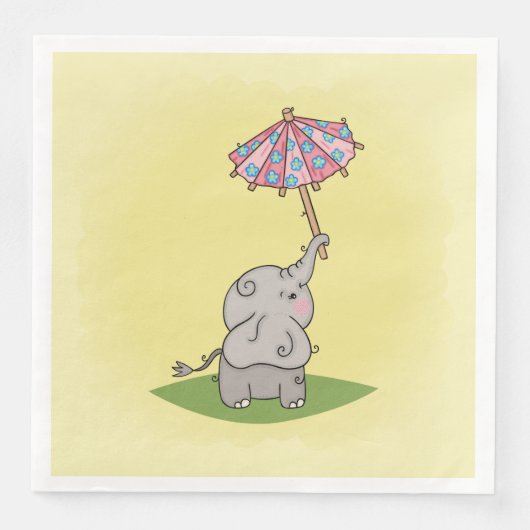 Elefante bebé segurando um pequeno guarda-chuva (正面)
