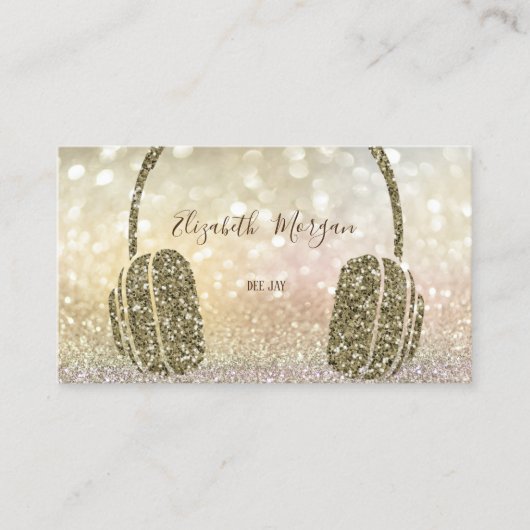 EleganグリッターヘッドフォンDJ《写真》ぼけ味 名刺 (正面)