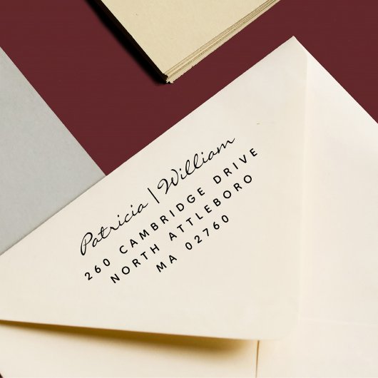 Eleganスクリプトの2つの名前のシンプル差出人住所 ラバースタンプ