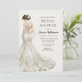 Elegan Beige Brown Bride Wedding Bridal Shower 招待状 (スタンド正面)