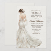 Elegan Beige Brown Bride Wedding Bridal Shower 招待状 (正面/裏面)