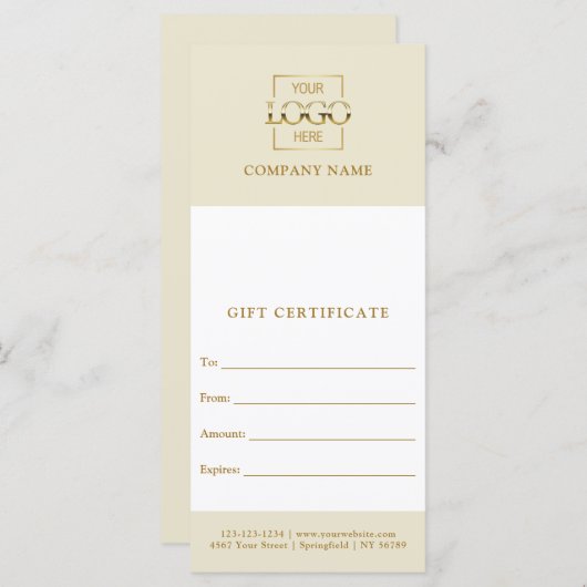 Elegan Beige Minimalist Custom Business Gift Card (正面/裏面)