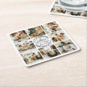 Elegan Monogramモダンイニシャル名写真 スクエアペーパーコースター (アングル)