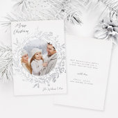 Elegan Wildflowerメリークリスマスフォトシルバー 箔シーズンカード