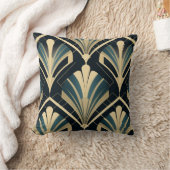 Élégance Art Déco - Bleu Nuit et Ivoire クッション (ブランケット)