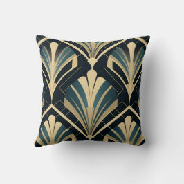 Élégance Art Déco - Bleu Nuit et Ivoire クッション