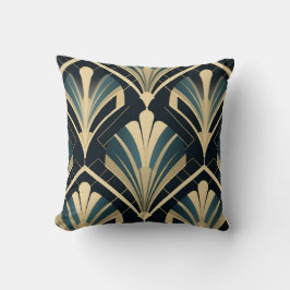 Élégance Art Déco - Bleu Nuit et Ivoire クッション