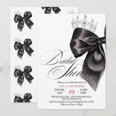 Elegance Black Bow Bridal Shower 招待状 (正面/裏面)