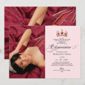 Elegance Blush Pink Princess Quinceañera Photo 招待状 (正面/裏面)
