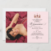Elegance Blush Pink Princess Quinceañera Photo 招待状 (正面)