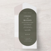 Elegance Bohemian Arches Sage Green Beige Wedding オールインワン招待状 (内側)