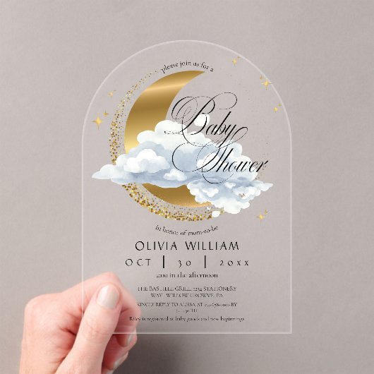 Elegance Celestial Baby Shower Gender neutral アクリル招待状 (インサイチュ (ポータブル))