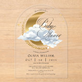 Elegance Celestial Baby Shower Gender neutral アクリル招待状 (正面)