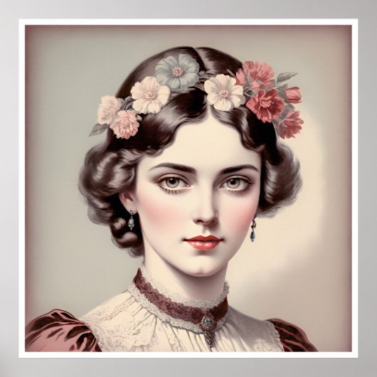 Élégance d'antan, beauté aux fleurs couronnée ポスター (正面)