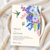 Elegance floral bird wedding  招待状