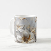 Élégance florale dorée sur argent ✨ コーヒーマグカップ (正面左)