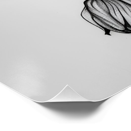 Élégance florale en noir et blanc ポスター (コーナー)