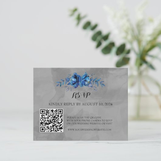 Elegance in Bloom: QRコードRSVP 出欠カード (スタンド正面)