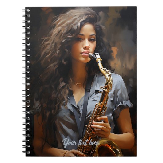 Elegance in Oil: Dynamic Saxophonist ノートブック (正面)