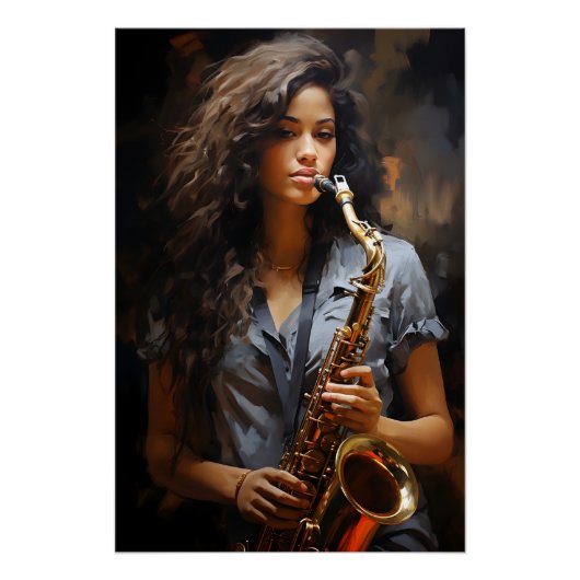 Elegance in Oil: Dynamic Saxophonist ポスター (正面)