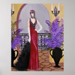 Elegance in Red, Poster ポスター<br><div class="desc">Original acrylic painting of a vintage lady, elegant and fashionable and dressed in red, by Dian... ... ... ... A painting with a story, a beautiful vintage lady seems to be waiting for someone, surrounded by a glamorous setting. Your imagination can run away with you. A great painting to adorn...</div>