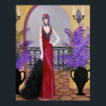 Elegance in Red, Poster ポスター<br><div class="desc">Original acrylic painting of a vintage lady, elegant and fashionable and dressed in red, by Dian... ... ... ... A painting with a story, a beautiful vintage lady seems to be waiting for someone, surrounded by a glamorous setting. Your imagination can run away with you. A great painting to adorn...</div>