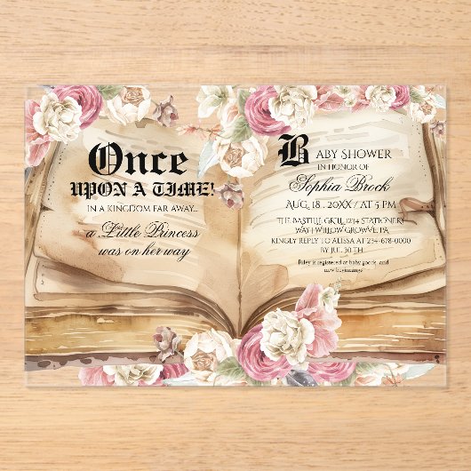 Elegance Kingdom Book Baby Shower アクリル招待状 (正面)