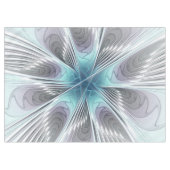 Elegance Modern Blue Gray White Fractal Art Flower テーブルクロス (正面(横))