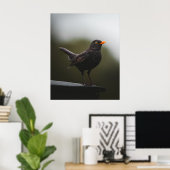 Elegance of the Common Blackbird Fine Art Poster ポスター (ホームオフィス)