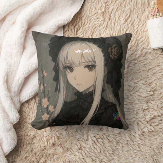Elegance of the Midnight Blossom Maiden クッション (ブランケット)