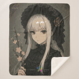 Elegance of the Midnight Blossom Maiden Premium シェルパブランケット