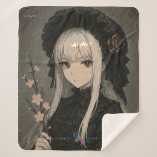 Elegance of the Midnight Blossom Maiden Premium シェルパブランケット (正面)