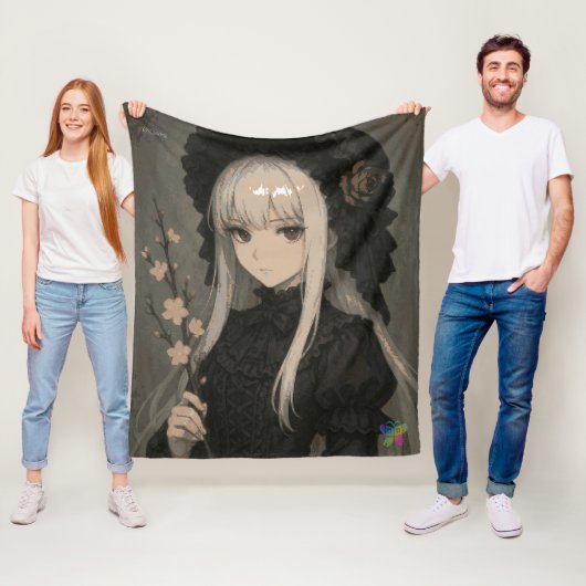 Elegance of the Midnight Blossom Maiden Standard フリースブランケット (インサイチュ)