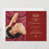 Elegance Red Princess Quinceañera Photo 招待状 (正面)