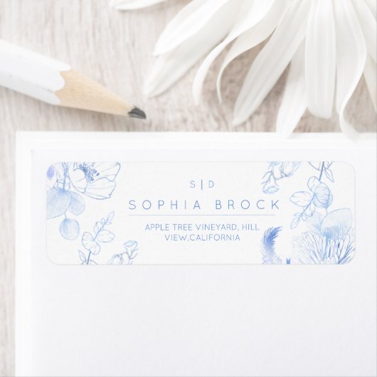 Elegance Rustic Blue Wildflower Wedding ラベル (インサイチュ)