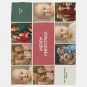 elegance Sage 8 Photos collage merry Christmas フリースブランケット (正面)