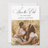 Elegance Script 2 写真付き結婚式の事前お知らせ セーブザデート (正面)