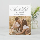 Elegance Script 2 Photo Wedding Save The Date セーブザデート (スタンド正面)