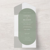 Elegance Simple Bohemian Arches Sage Green Wedding オールインワン招待状 (内側)