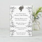 elegant帽子の女性バースデーパーティ招待状 招待状 (スタンド正面)