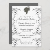 elegant帽子の女性バースデーパーティ招待状 招待状 (正面/裏面)