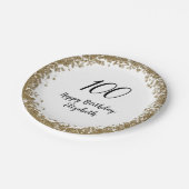 Elegant 100th Birthday Plates With Gold Sequins ペーパープレート (アングル)