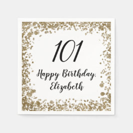 Elegant 101st Birthday Napkins With Gold Sequins スタンダードカクテルナプキン