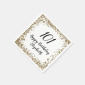 Elegant 101st Birthday Napkins With Gold Sequins スタンダードカクテルナプキン (角)