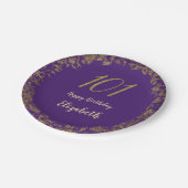 Elegant 101st Birthday Purple and Gold ペーパープレート (アングル)