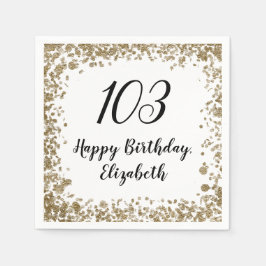 Elegant 103rd Birthday Napkins With Gold Sequins スタンダードカクテルナプキン